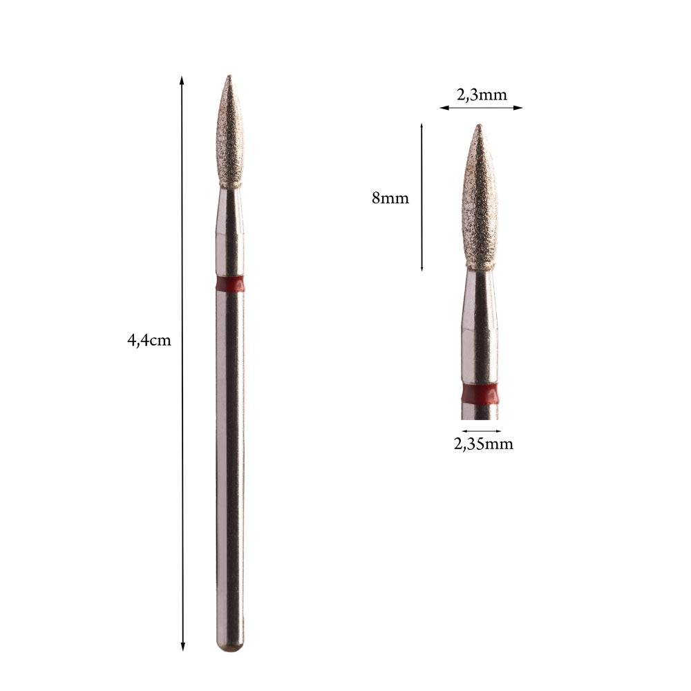 Flame Diamond Bur 2.3mm Red/Blue