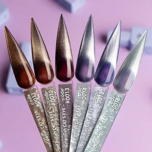DNKa Bohemian Cat Eye Gel Polish magnetic color swatches 0011 through 0016