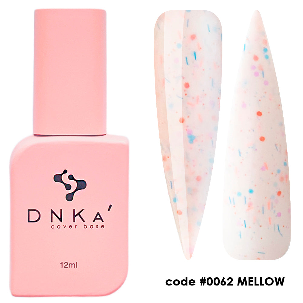 DNKa Cover Base 0062 Mellow pink confetti rubber base with multicolor glitter and bar particles