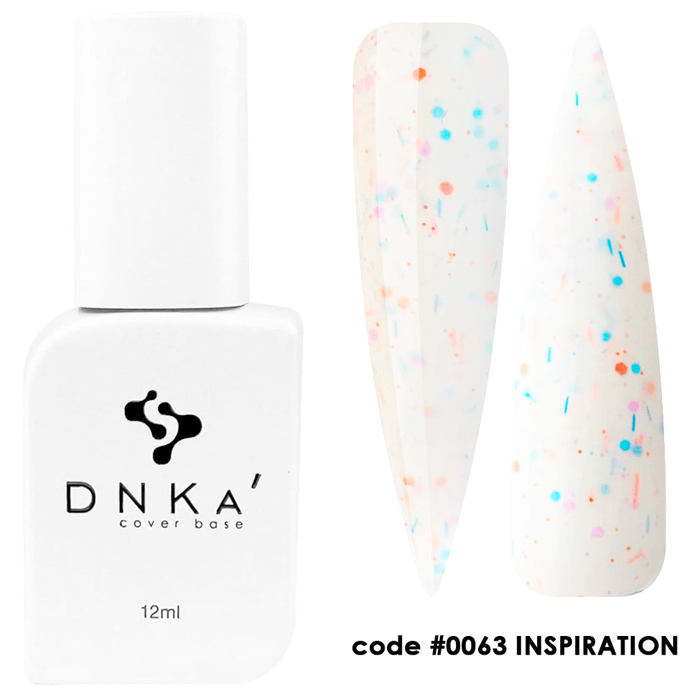 DNKa Cover Base 0063 Inspiration milky white confetti rubber base with multicolor glitter particles