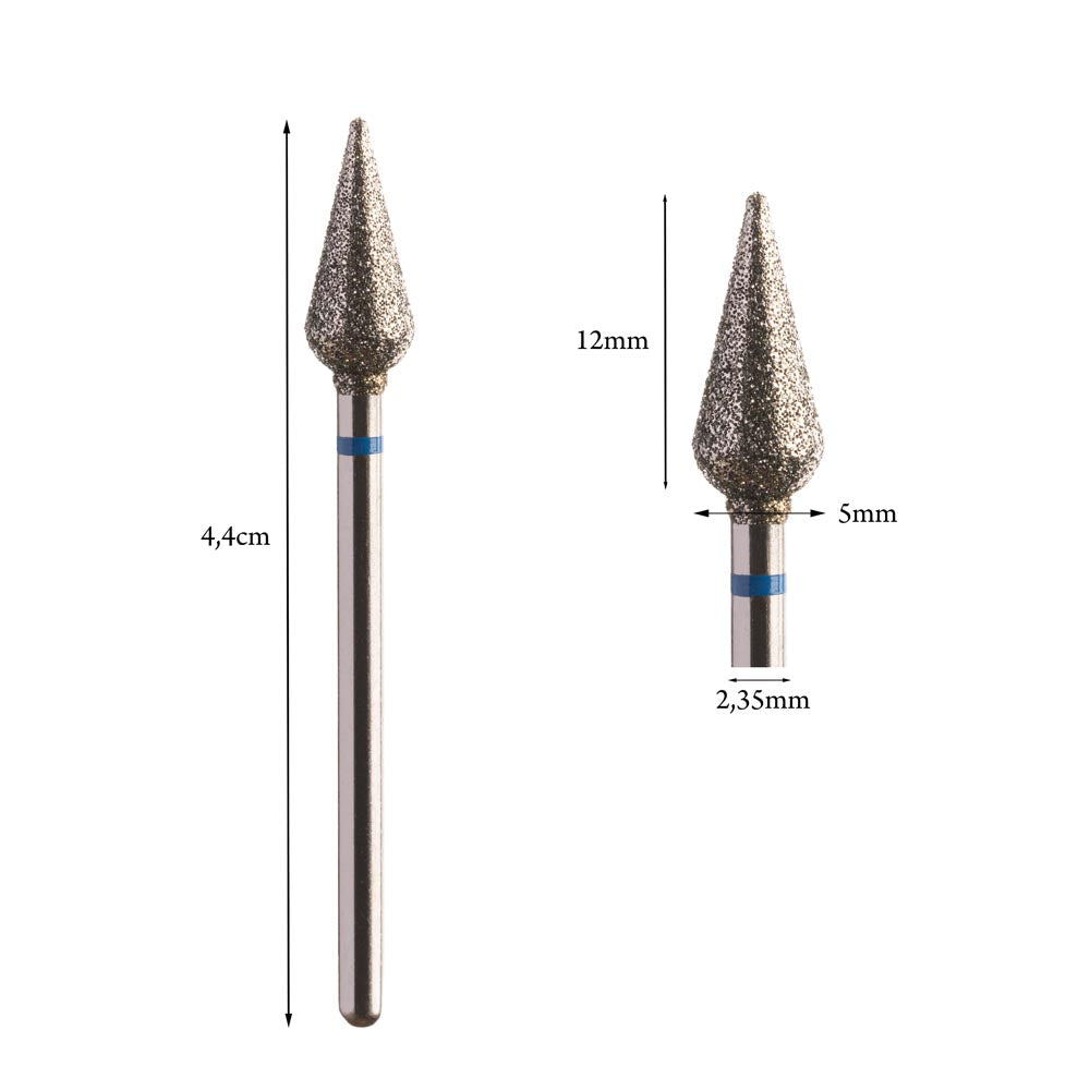 Conical Pedicure Diamond Bur, 5mm Red/Blue