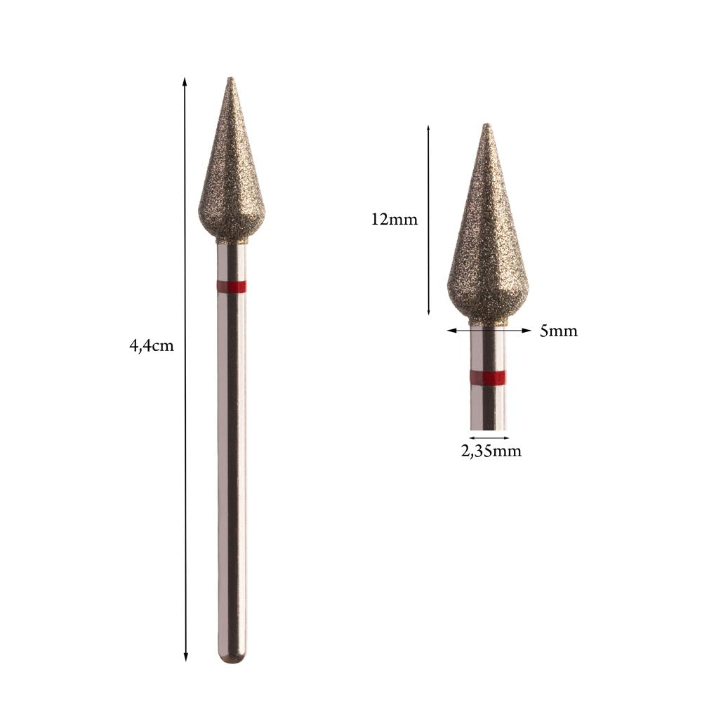 Conical Pedicure Diamond Bur, 5mm Red/Blue