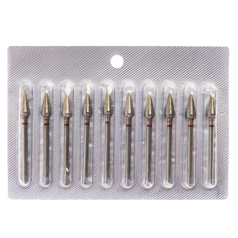Conical Pedicure Diamond Bur, 5mm Red/Blue