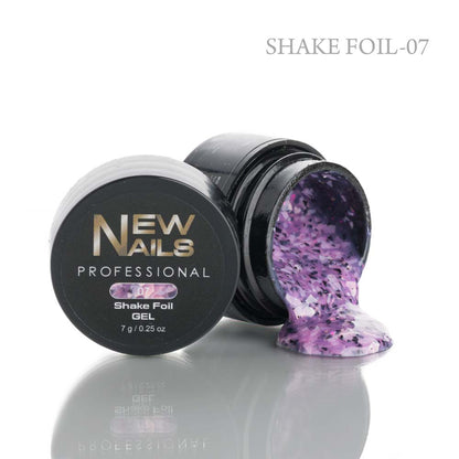 Shake Foil 07 Professional Purple Nail Art Transfer Foil Gel, 7g Jar with Iridescent Flakes for Nail Decorations.