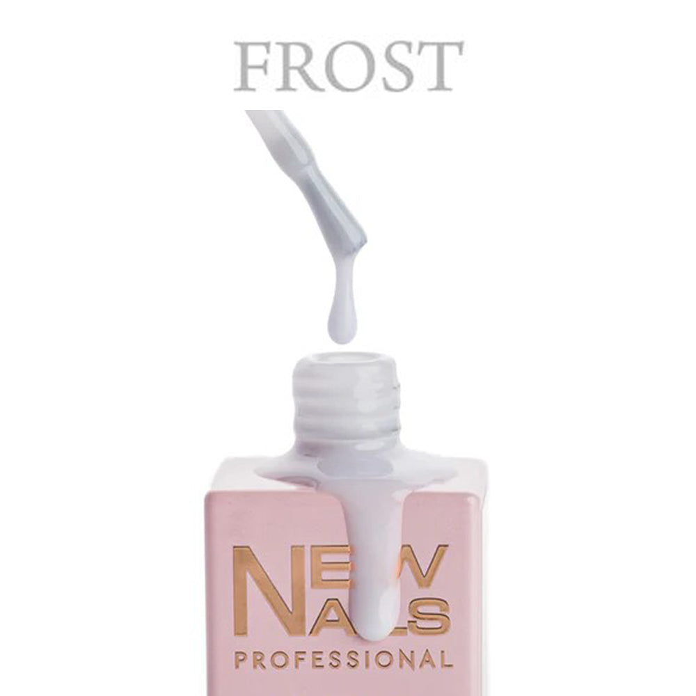 Close-up of Rubber Base Gel Architect Base Frost showing the self-leveling milky white gel texture by New Nails Professional