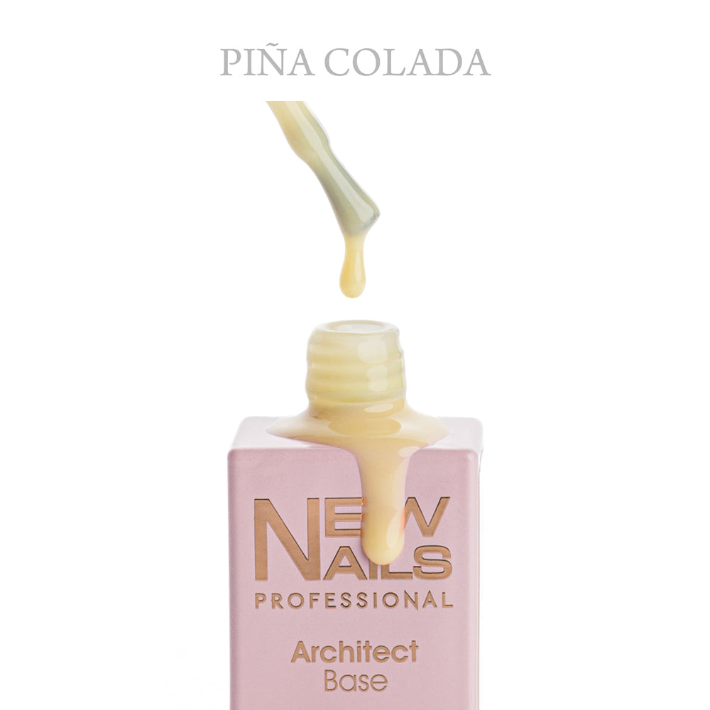 Close-up of Rubber Base Gel Architect Base Piña Colada showing the self-leveling gel texture by New Nails Professional