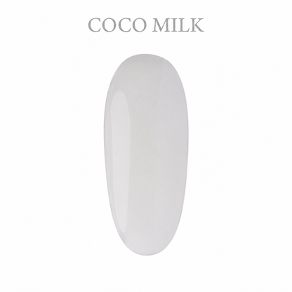 Coco milk color swatch of Rubber Base Gel showing the soft milky whitw finish by New Nails Professional