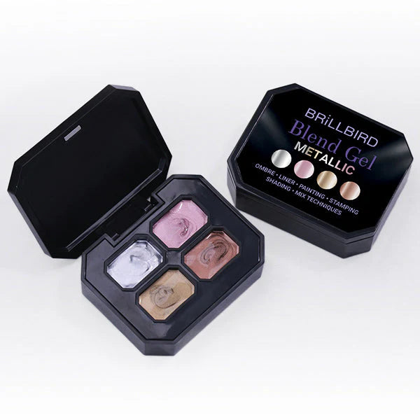 BrillBird Blend Gel Metallic reflective nail art paint gel and metallic painting paste for ombre stamping shading and artistic nail designs