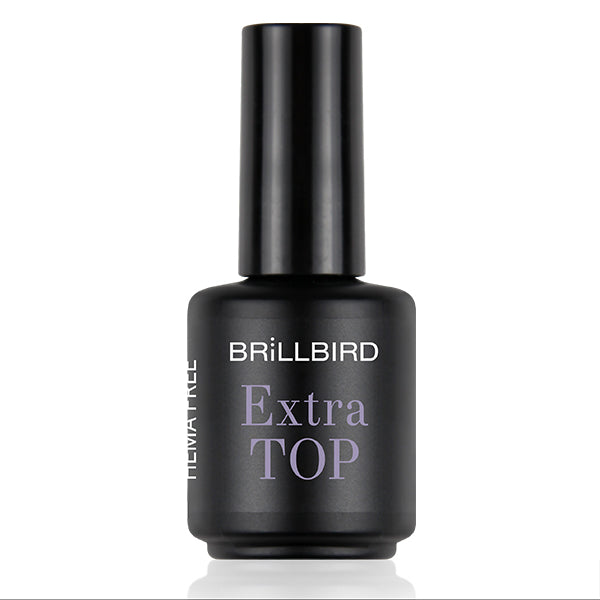BrillBird Extra Top Gel 15 ml no-wipe glossy top coat bottle