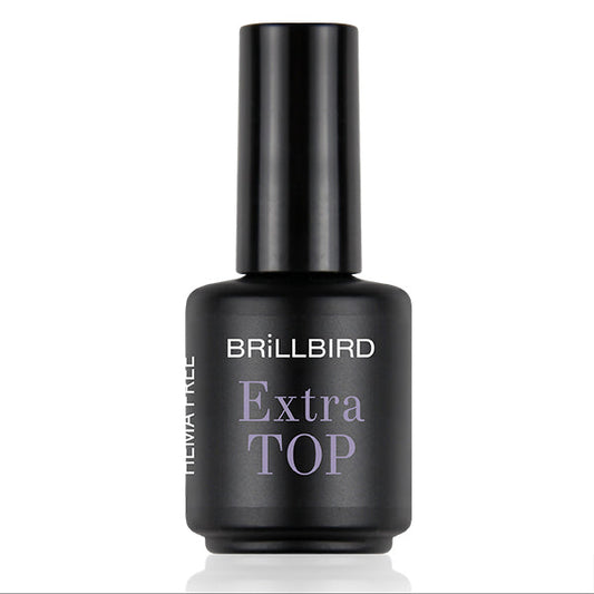 BrillBird Extra Top Gel 15 ml no-wipe glossy top coat bottle