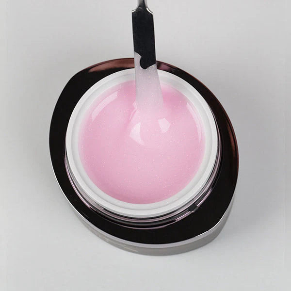 BrillBird Next Level Builder Gel Shimmer Blush – HEMA & TPO Free pink shimmer hard gel