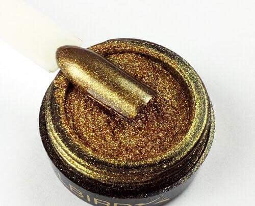 BrillBird Gold Chrome Powder professional metallic nail art pigment