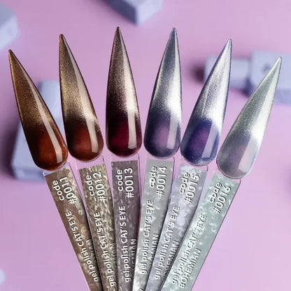 DNKa Bohemian Cat Eye Gel Polish magnetic color swatches 0011 through 0016
