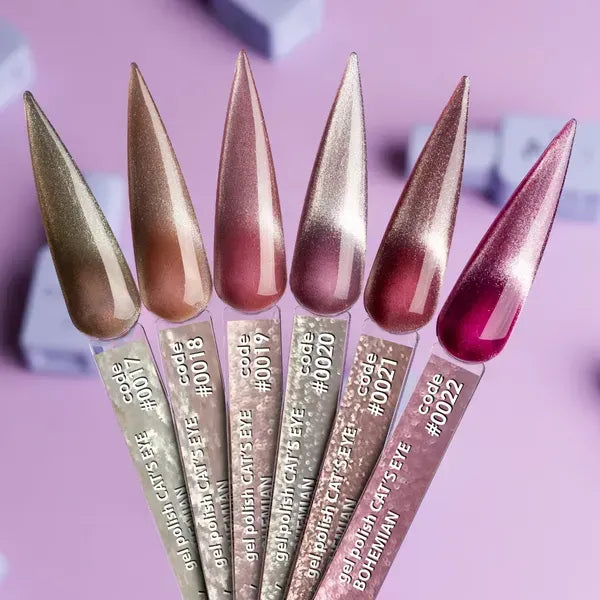 DNKa Bohemian Cat Eye Gel Polish magnetic color swatches 0017 through 0022