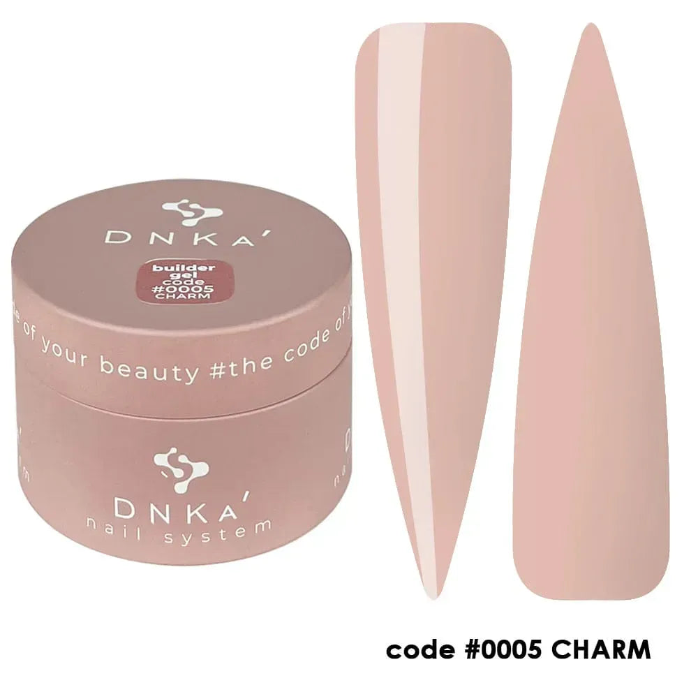 DNKa Builder Gel Charm 0005 soft nude pink self leveling builder gel for nail extensions and natural nail enhancements