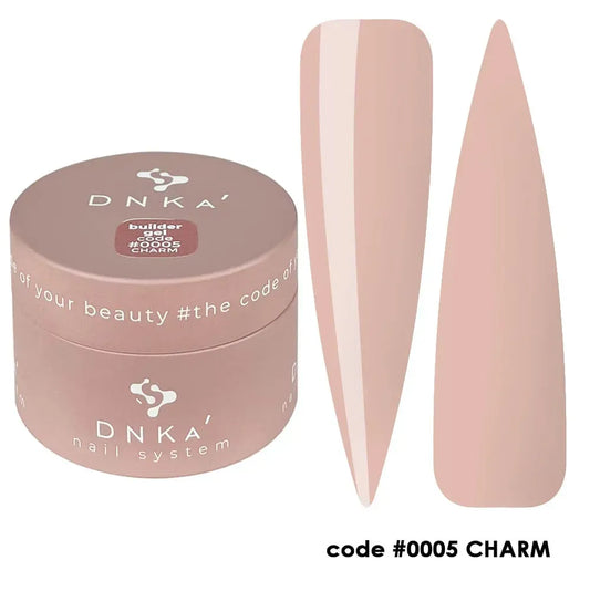 DNKa Builder Gel Charm 0005 soft nude pink self leveling builder gel for nail extensions and natural nail enhancements