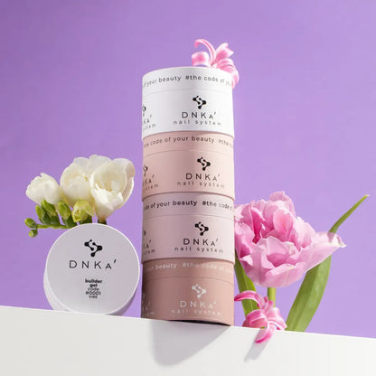 Professional DNKa builder gel collection for nail extensions overlays and nail strengthening