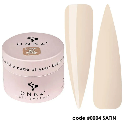 DNKa Builder Gel Satin 0004 milky beige self leveling builder gel for nail extensions and nude manicures