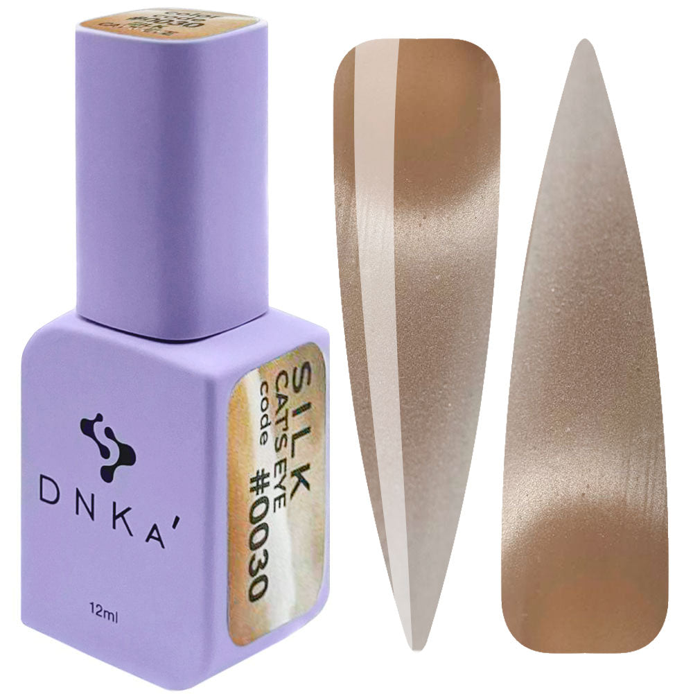DNKa Cat Eye Silk 0030 champagne gold magnetic gel polish nail swatch effect