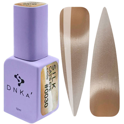 DNKa Cat Eye Silk 0030 champagne gold magnetic gel polish nail swatch effect