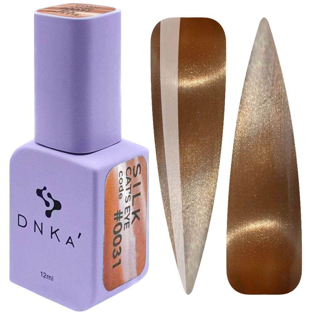 DNKa Cat Eye Silk 0031 golden amber magnetic gel polish nail effect swatch