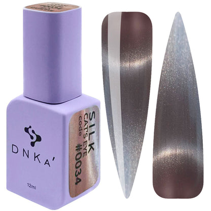 DNKa Cat Eye Silk 0034 smoky silver magnetic gel polish cat eye nail swatch