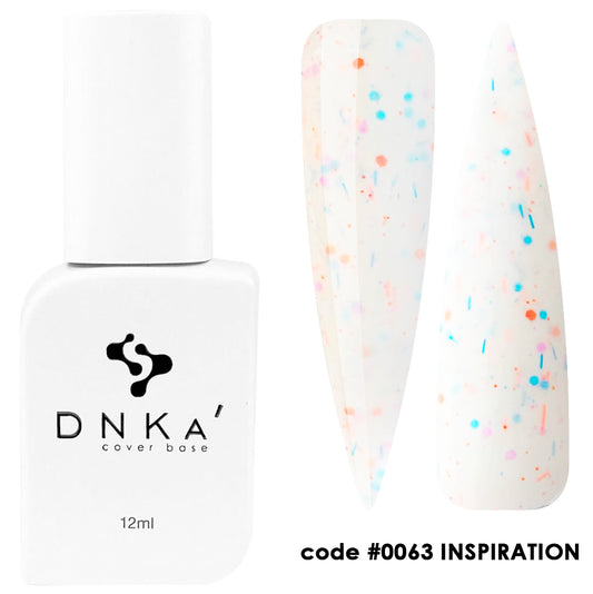 DNKa Cover Base 0063 Inspiration milky white confetti rubber base with multicolor glitter particles
