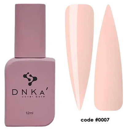 DNKa Fast Gel #0007 Polyhymnia warm nude pink liquid builder gel bottle and color swatch