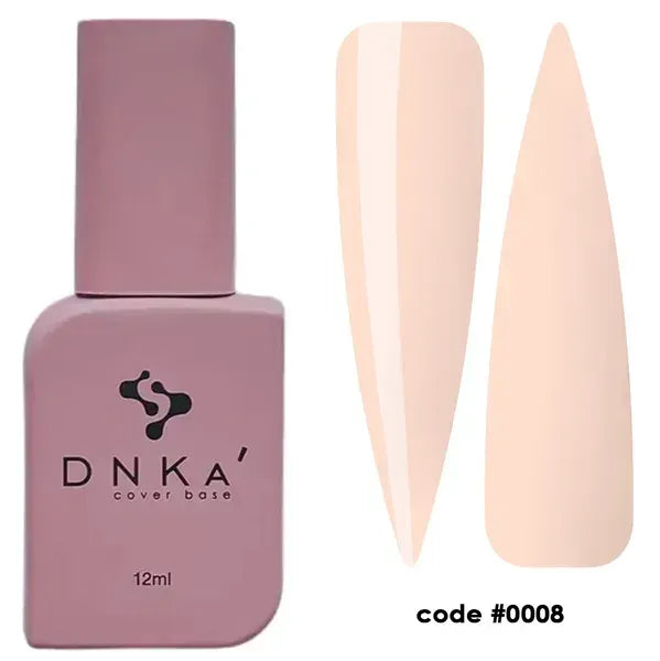 DNKa Fast Gel #0008 Terpsichore peach nude liquid builder gel bottle and color swatch