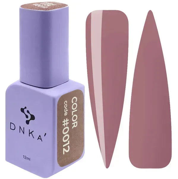DNKa Gel Polish Color 0012 Cinnamon with warm brown nude swatches, 12 ml