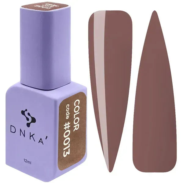 DNKa Gel Polish Color 0013 Ash Brown with cool brown swatches, 12 ml