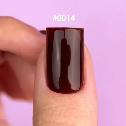 DNKa Gel Polish Color 0014 Dark Chocolate shown with neighboring brown shades