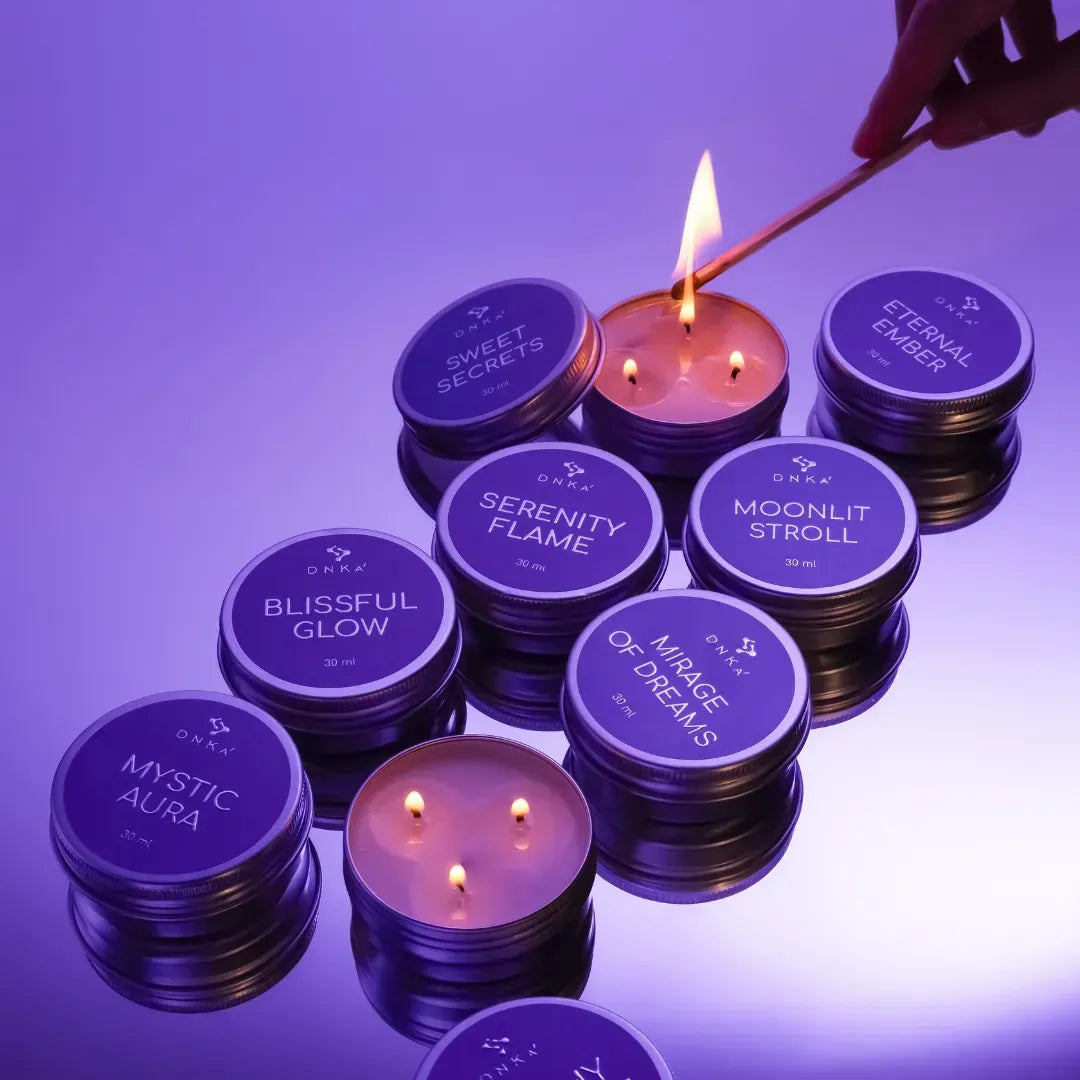 DNKa aromatherapy massage candles creating a relaxing spa atmosphere