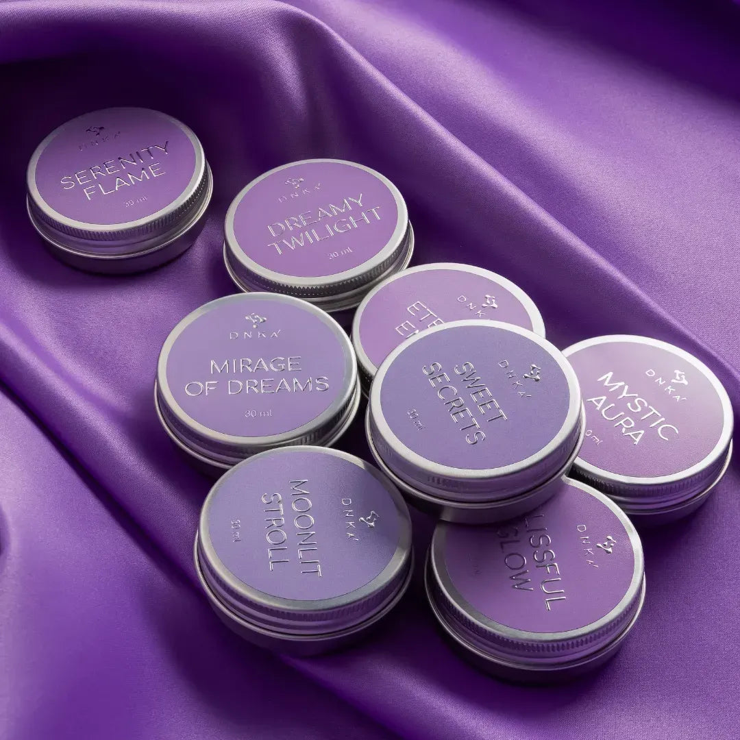 DNKa premium massage candle collection with luxury fragrances