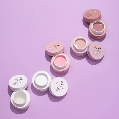Self leveling builder gel colors including clear white pink nude and cover shades