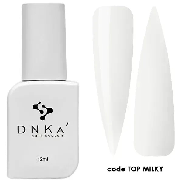 DNKa Top Milky translucent milky no-wipe gel top coat swatch