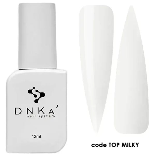 DNKa Top Milky translucent milky no-wipe gel top coat swatch