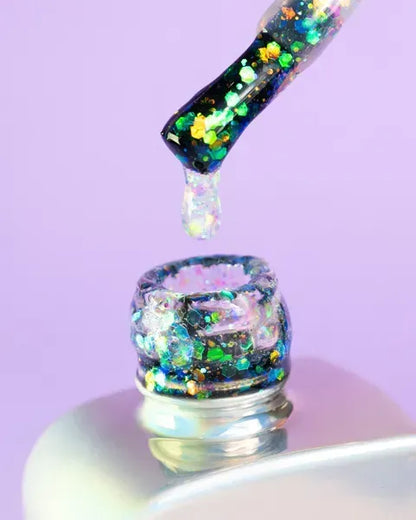 DNKa Top Unicorn no-wipe multicolor glitter gel top coat 12ml bottle