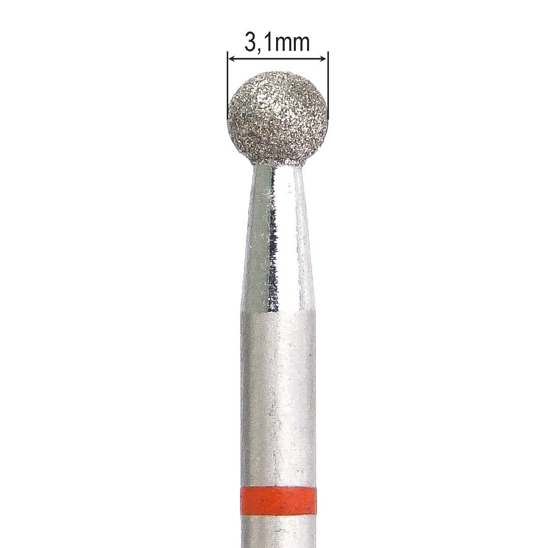 KMIZ diamond ball nail drill bit 3.1 mm red for cuticle cleaning in Russian manicure
