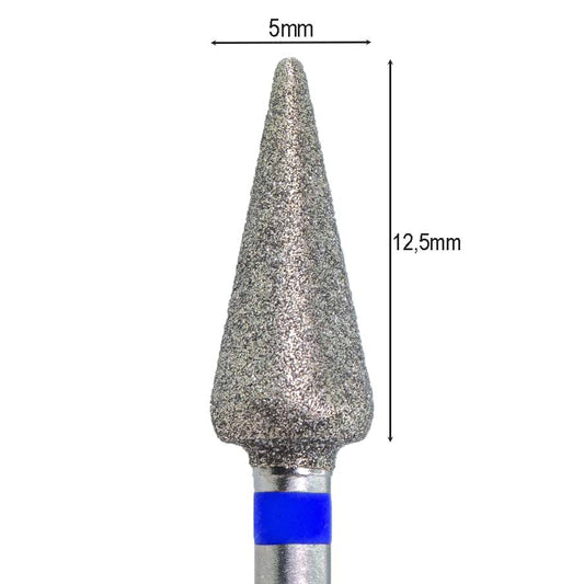 KMIZ 5 mm cone diamond pedicure drill bit with blue medium-grit band and 12.5 mm working length